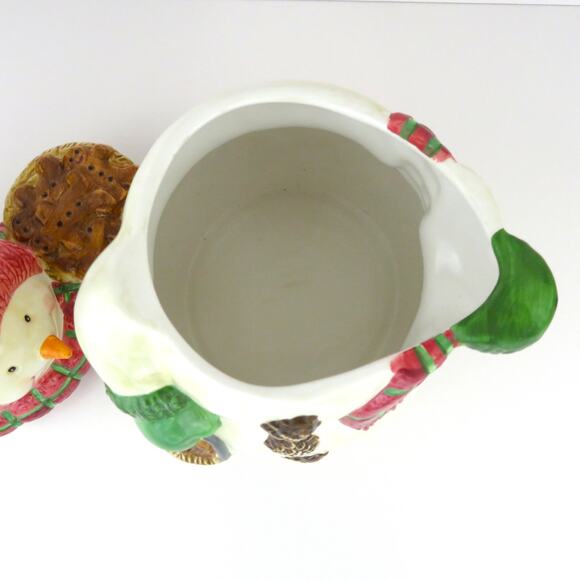 BICO Snowman Cookie Jar 11” Ceramic Holiday Gingerbread Christmas Kitchen Decor - Picture 9 of 14